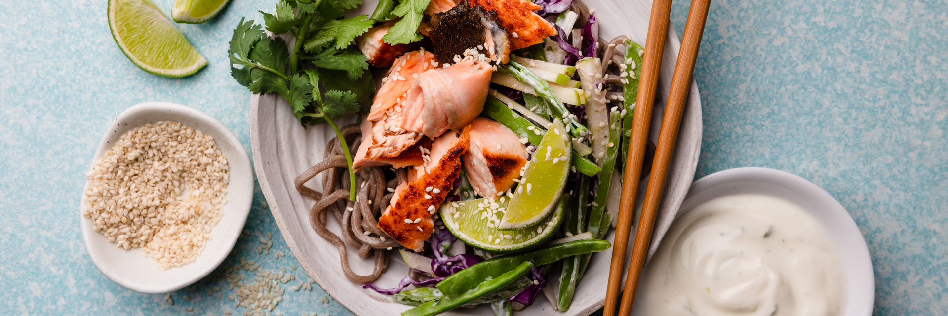 Grilled Salmon with Apple Lime and Yoghurt Slaw