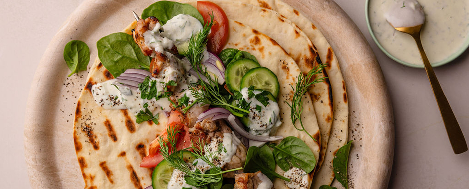 Grilled Chicken Souvlaki Wraps