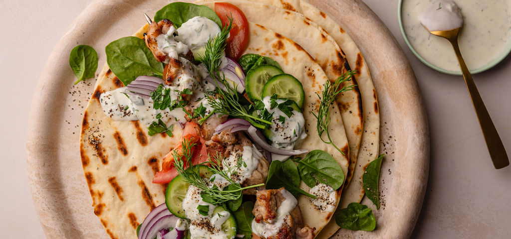 Grilled Chicken Souvlaki Wraps