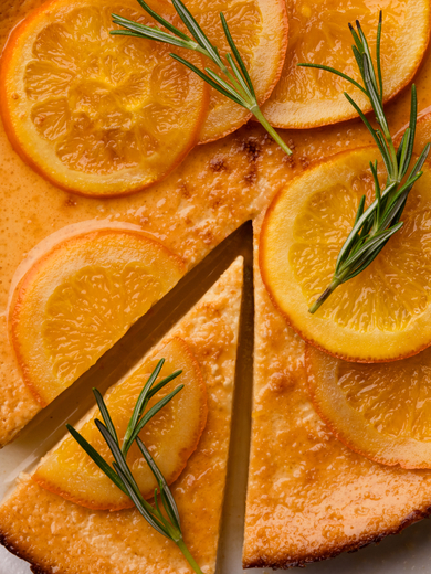 Orange Ricotta and Rosemary Cheesecake Flan