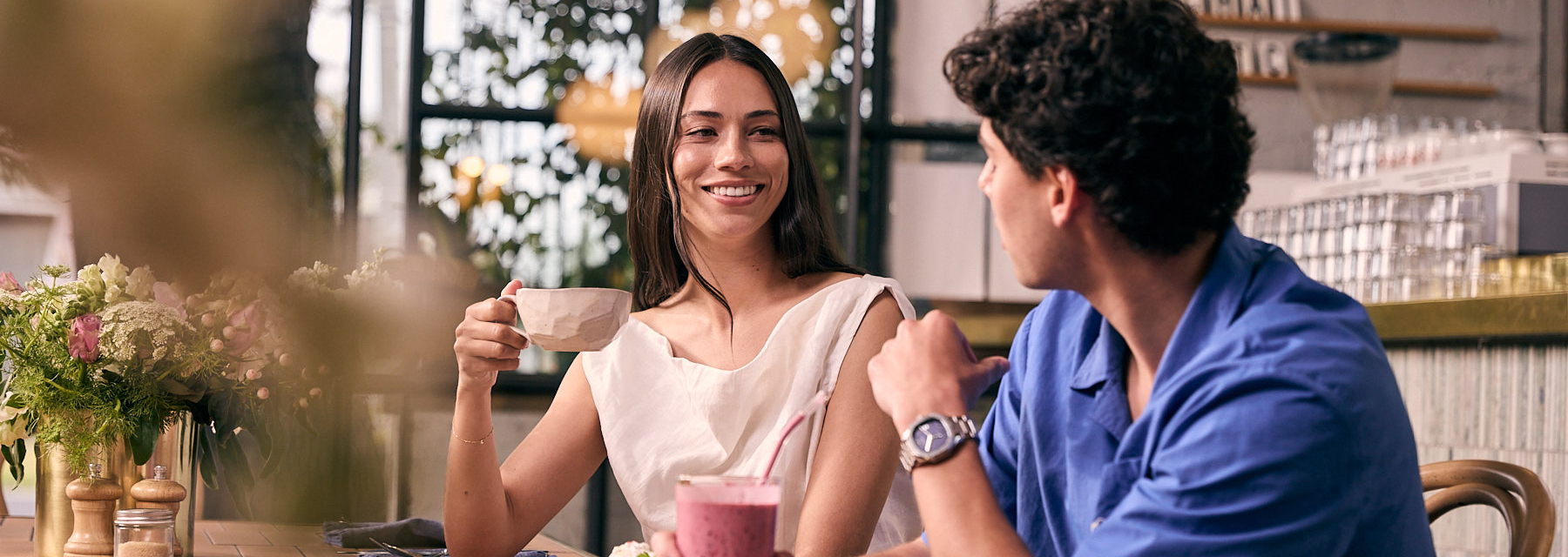 Man and woman at cafe