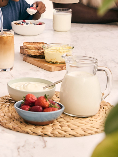 Family eating breakfast