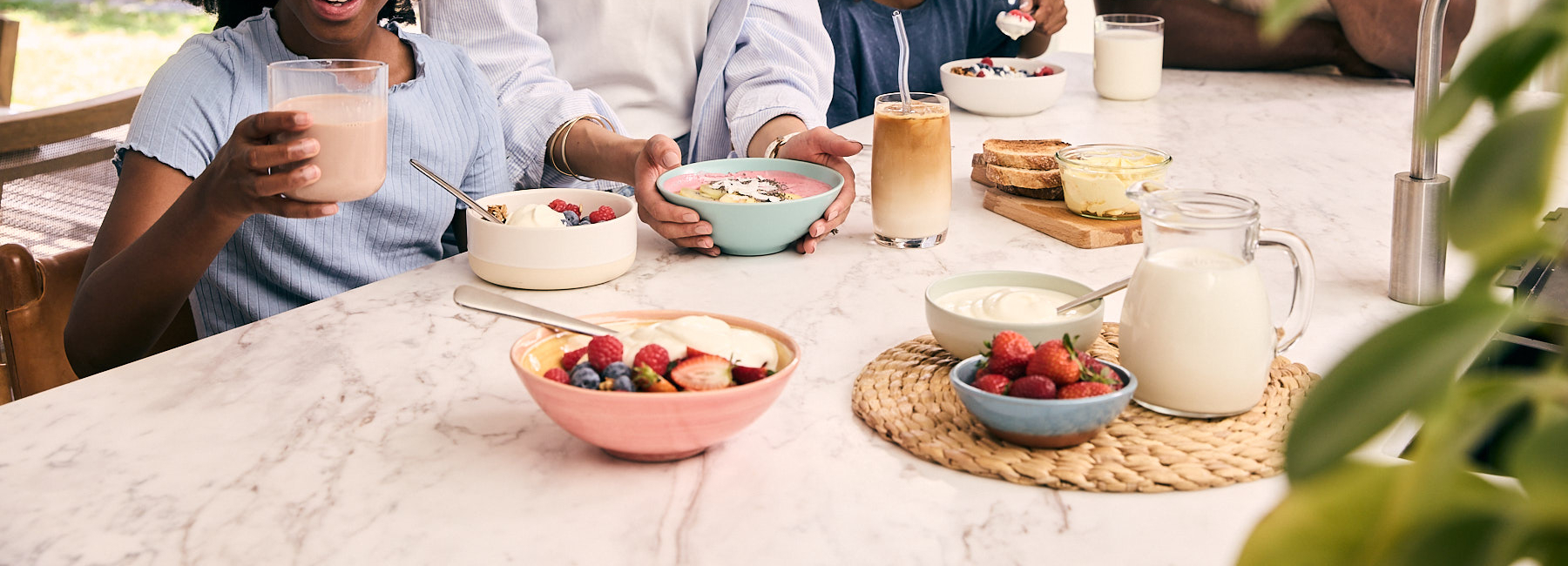 Family eating breakfast