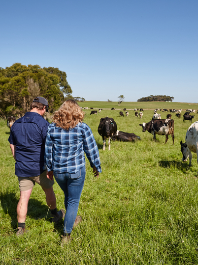 Farmers on paddock in Gippsland