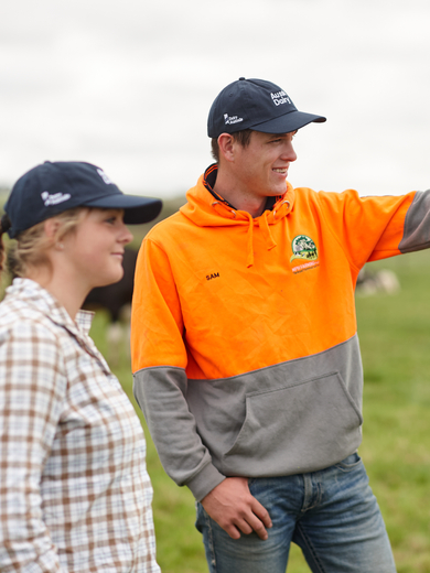 Farmers talking on farm