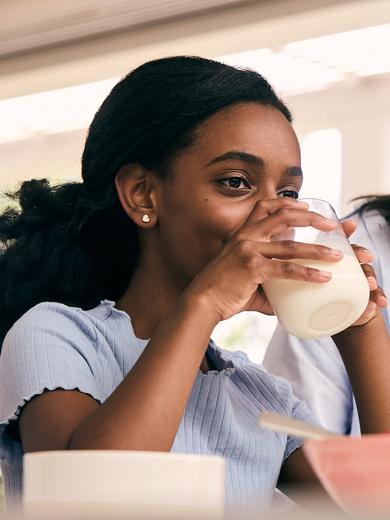 Girl drinking milk