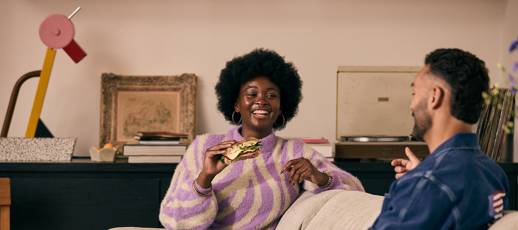 Woman eating a sandwich