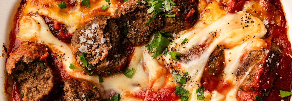 Meatball and Mozzarella Bake