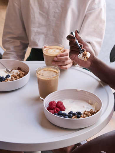 Women eating yoghurt