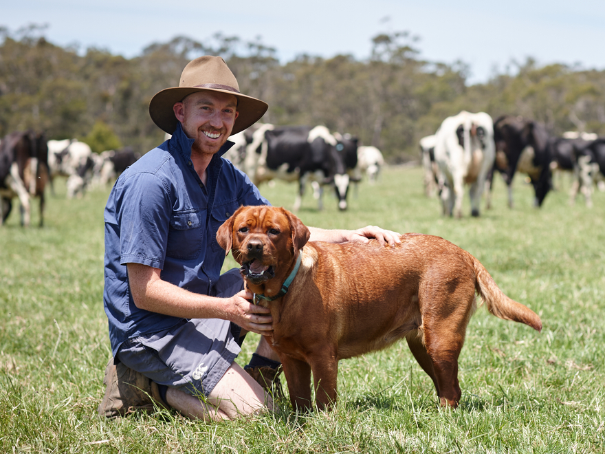Farmer with dog