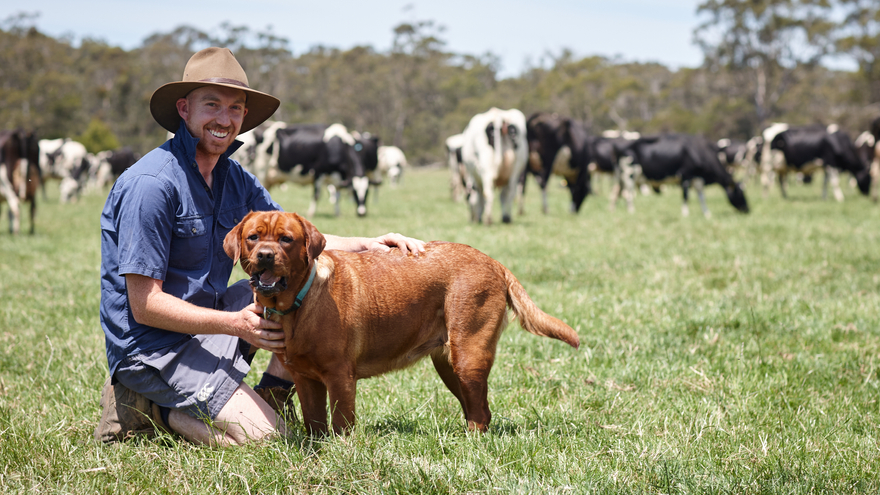 Farmer with dog