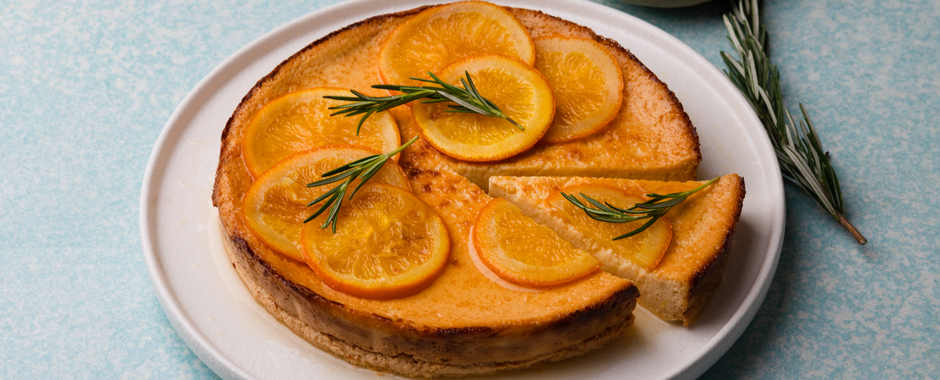 Orange Ricotta and Rosemary Cheesecake Flan
