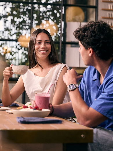 Man and woman at cafe